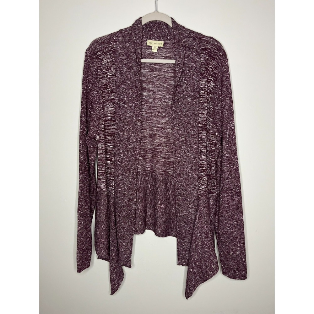 Appleseed's Maroon Open Long Sleeve Cardigan Womens XL Red Marled Sweater